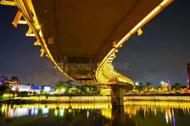 台湾高雄夜间公园的桥。