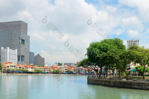 美丽的新加坡城市景观从船码头