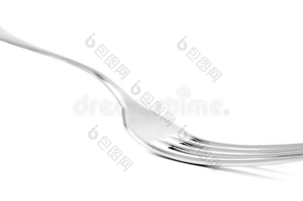 叉子，锋利发亮的<strong>不锈钢餐</strong>具在白色