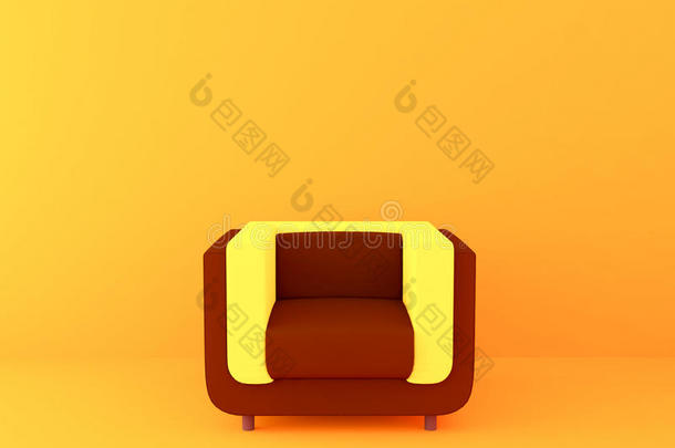 明亮的椅子在明亮的橙色背景上