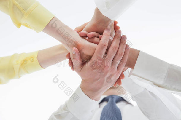商人团结他们的手-一个团结的手势