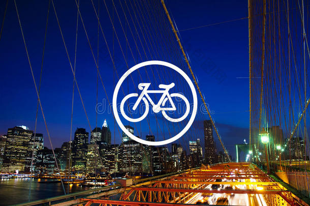 自行车骑自行车运输图标概念
