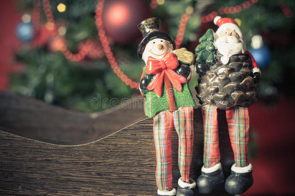 圣诞玩具圣诞老人和雪人在<strong>平安夜</strong>