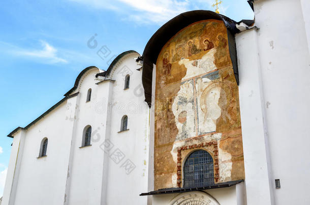 圣索菲亚大教堂墙上的古代壁画，诺夫戈
