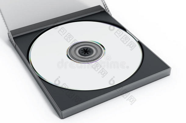 白色背景上有空白介质的CD或DVD盒