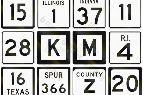 收集美国使用的编号二级道路标志