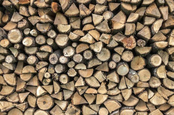 干砍柴原木在一堆中的背景