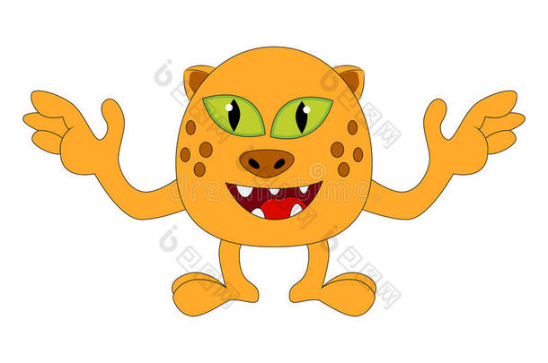 万圣节快乐卡通怪物，有趣，可爱的老虎，猫角色矢量插图孤立