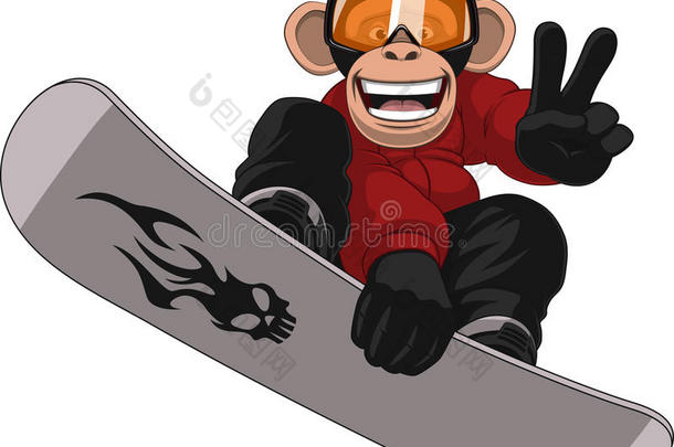 有趣的猴子滑雪板