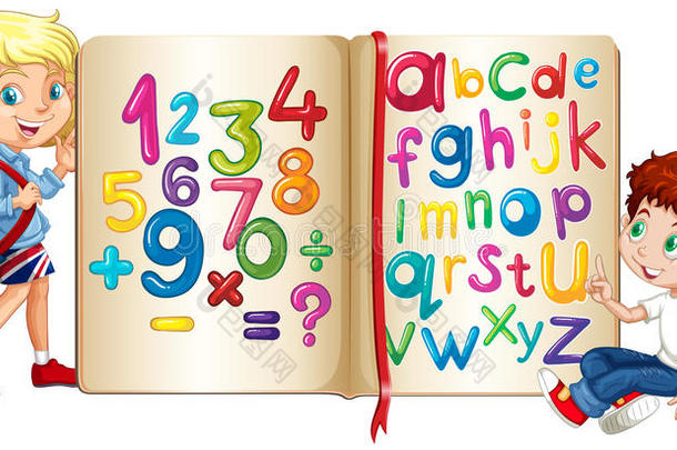 男孩和女孩按数字和字母排列