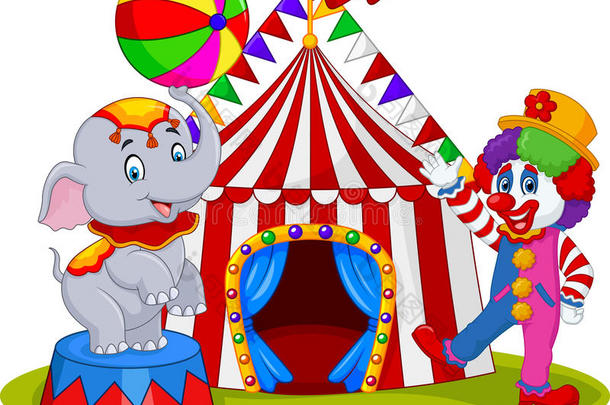 马戏团大象和小丑的狂欢节背景