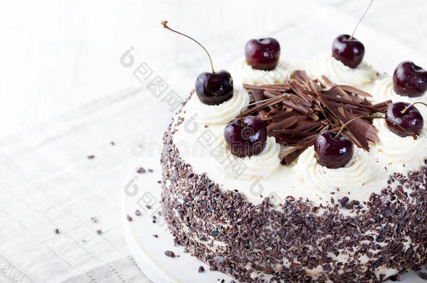 黑森林蛋糕，施瓦兹瓦尔德派，黑巧克力和樱桃甜点。