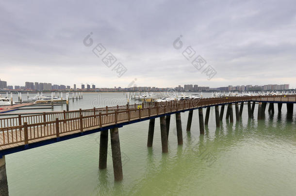 厦门海湾木板路船桥