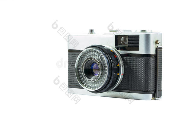40毫米复古胶片相机隔离在白色背景
