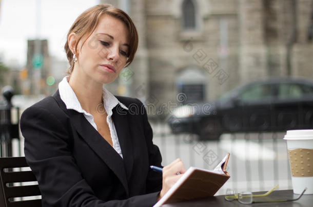商业女人在她的日记里写作