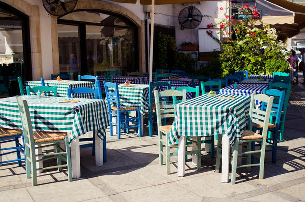 塞浦路斯酒馆。 <strong>咖啡</strong>厅，餐厅的景色