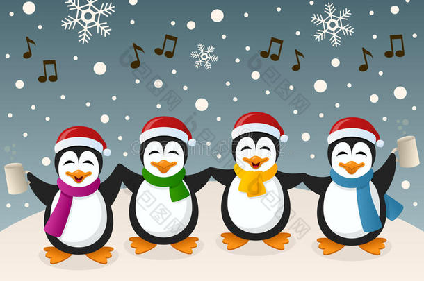 醉企鹅在雪地上唱歌