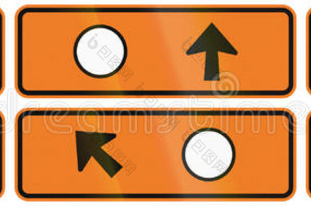 新西兰路标集合-带有圆圈符号的绕行方向