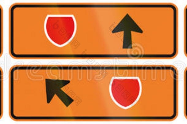 新西兰路标集合-带徽章符号的绕行方向