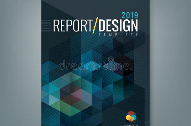 摘要六边形立方体图案背景设计为企业业务年度报告书封面
