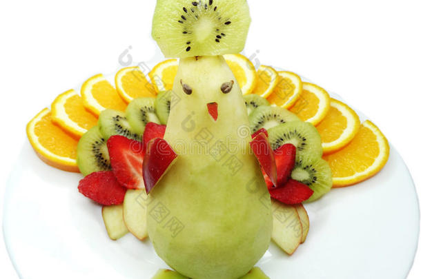创意水果儿童甜点孔雀鸟形式