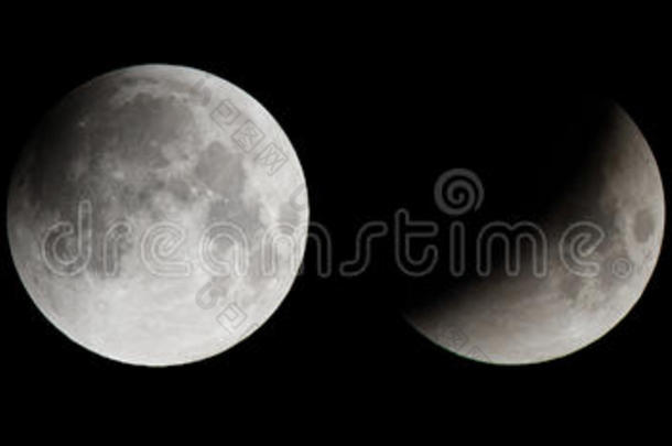 天体摄影混合成的日食月球的月亮