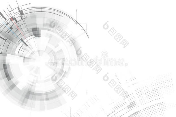 抽象的技术背景。 未来主义技术接口。 具有多种几何形状的矢量插图。