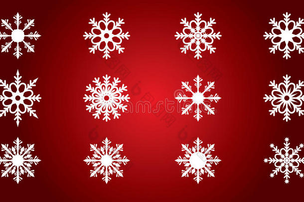 美丽的雪花设置为圣诞节冬季设计