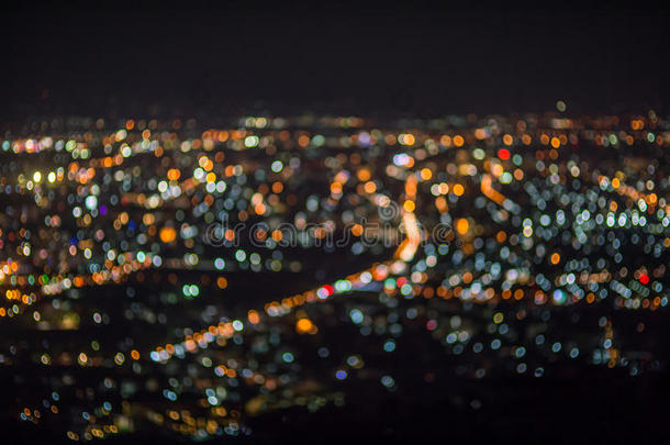 散焦抽象清迈城市夜景灯光背景