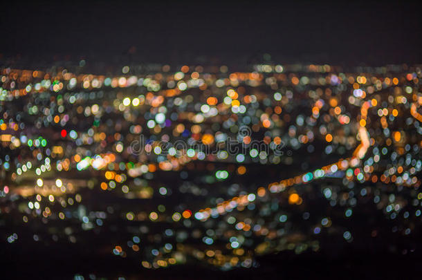 散焦抽象清迈城市夜景灯光背景