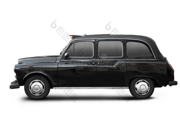 英国旧出租车，白色黑色出租车