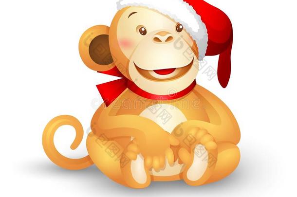 可爱的玩具<strong>猴子</strong>-圣诞<strong>矢量图</strong>标