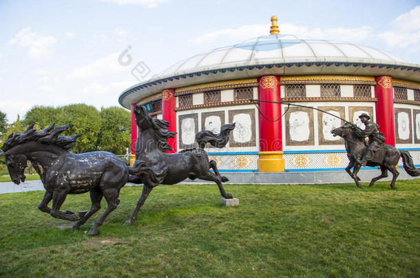 中国亚洲，<strong>北京</strong>，蒙古花园博览会，包装，<strong>雕塑</strong>，套索一匹马