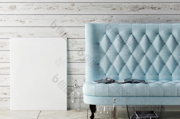 扶手椅艺术背景空白的蓝色