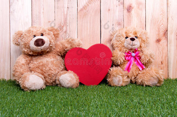 情侣玩具熊与爱情人节的概念
