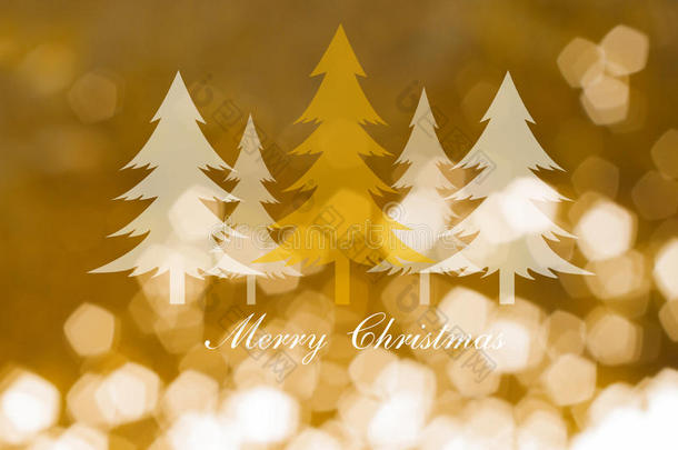 抽象<strong>灯光</strong>背景上的<strong>圣诞</strong>树，<strong>圣诞</strong>卡
