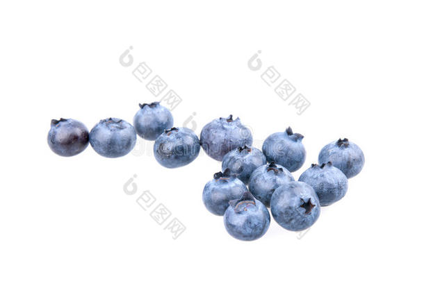 新鲜<strong>采摘</strong>的<strong>蓝莓</strong>在白色背景上