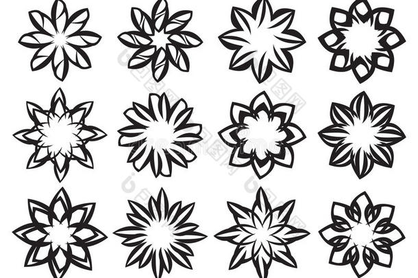 创意黑白花设计元素