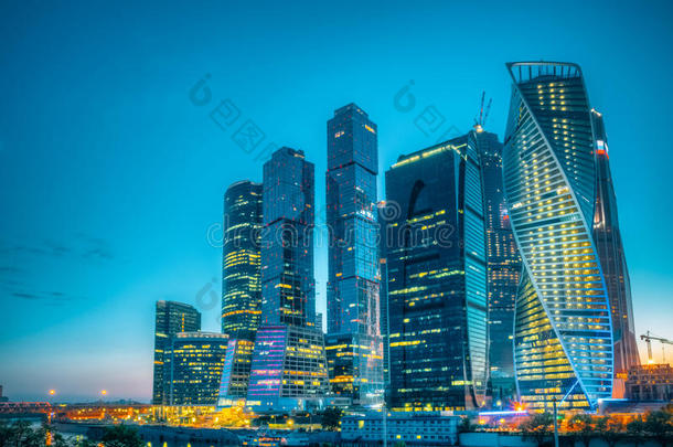 莫斯科<strong>城市建筑群</strong>的摩天大楼