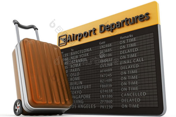 机场登机牌和行李箱