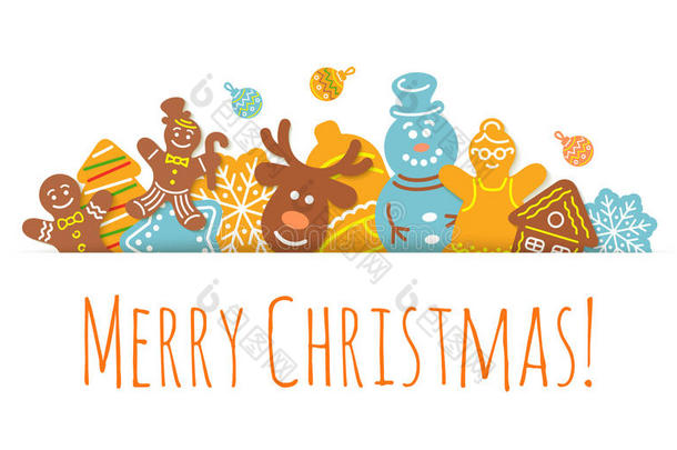 圣诞节背景姜饼饼干水平标题横幅