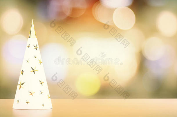 圣诞概念与白色圣诞树与<strong>金色星星</strong>