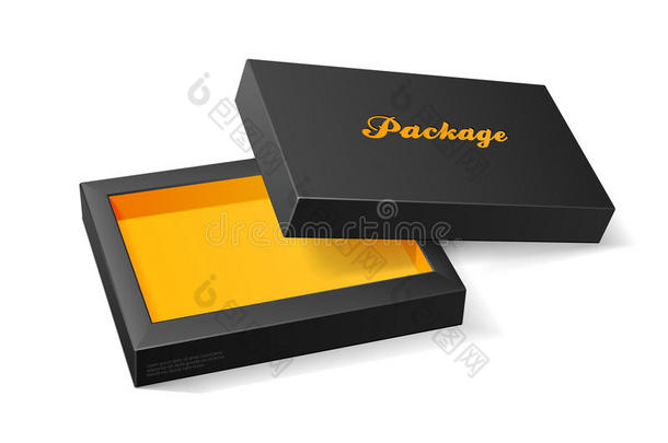 三维现代糖果开箱，黑色和橙色黄色