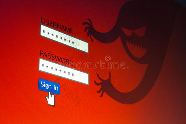 黑客从个人计算机窃取密码。概念黑客