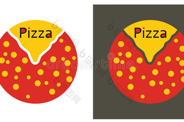 美食概念，模板与抽象比萨饼标志
