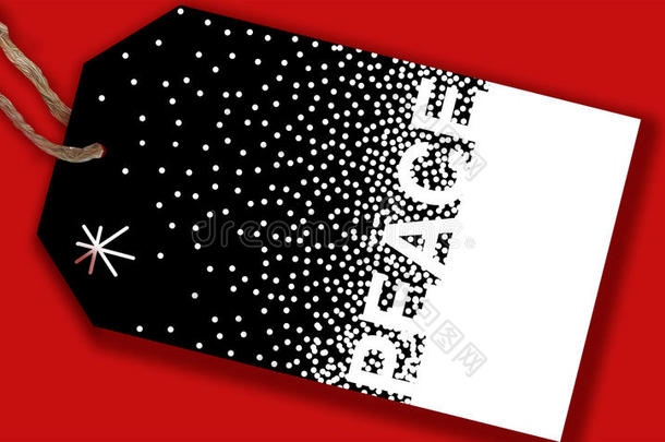 圣诞前夜卡片挂在红色背景上的星空夜设计上的和平