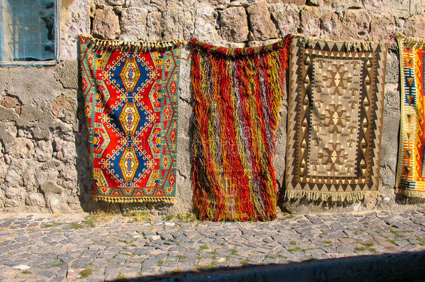 五颜六色的土耳其地毯，土耳其