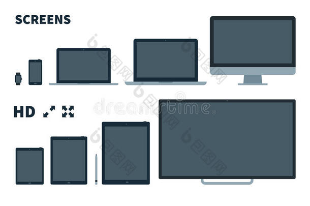平板电视屏幕，电话，显示器，笔记本电脑，平板电脑和