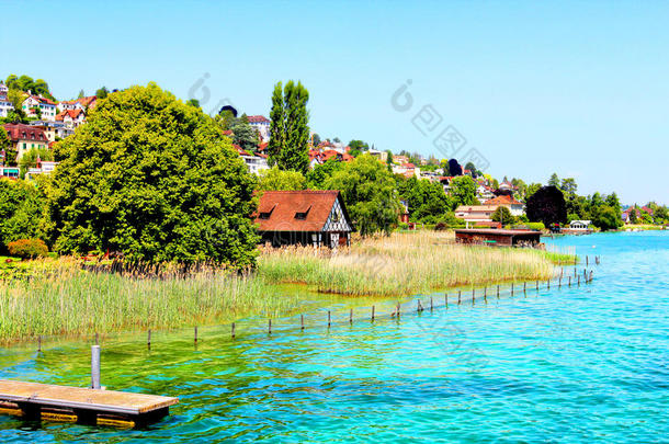 瑞士苏黎世和湖泊的美丽景色。