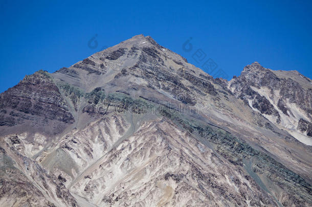 阿卡瓜山峰，蓝天清澈。 阿根廷